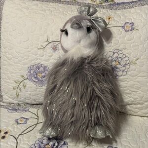 Gray Plush Penguin-with simmering feet, Silver Bow & feet